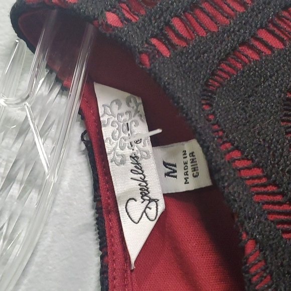 Speechless dress women's size medium M black burgundy lace crepe sleeveless - Picture 7 of 15